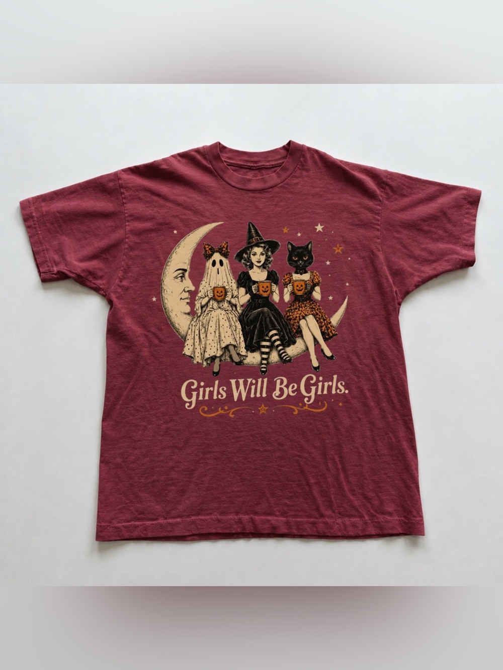Antique CherryRed Burgundy Halloween Graphic Tee - Girls Will Be Girls